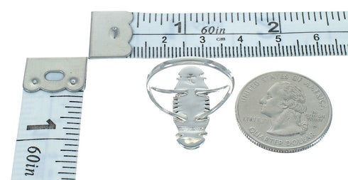 Silver Southwestern Multicolor Inlay Ring Size 5-1/2 QX74588